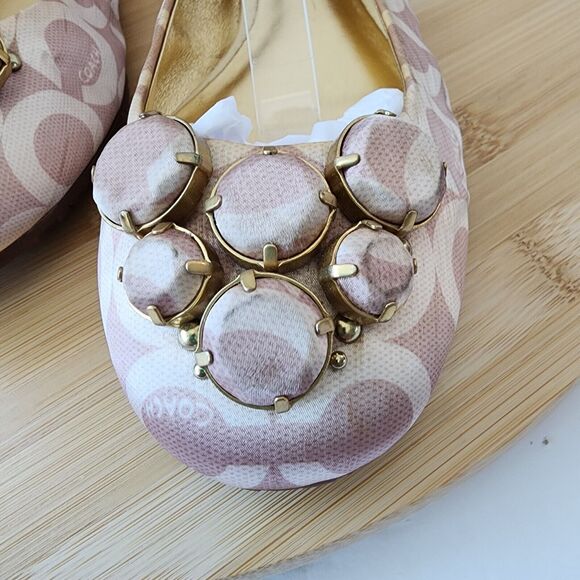 Coach Sonnet Ballet Flats Satin/Polyester Uppers Gold Hardware Rare Vintage Sz10 - Picture 3 of 16